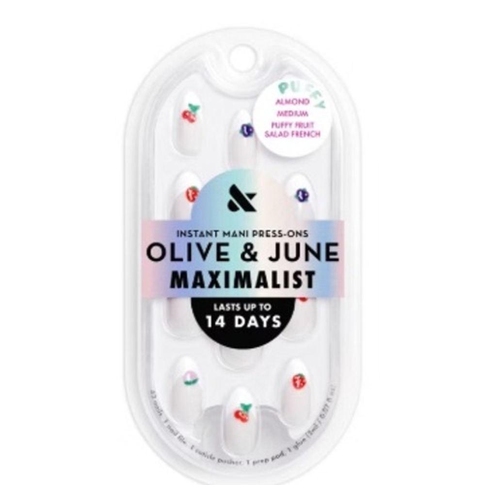 Olive & June Maximalist Press-On Nails Puffy Fruit Salad French Almond Medium